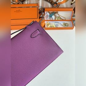 Hermès Mini Kelly Pochette сумка кожа Epsom, фиолетовый, золотая