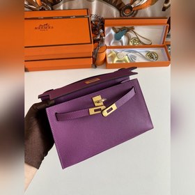 Hermès Mini Kelly Pochette сумка кожа Epsom, фиолетовый, золотая