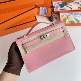Hermès Mini Kelly Pochette сумка-клатч, кожа Epsom, молочно-розов