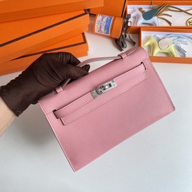 Hermès Mini Kelly Pochette сумка-клатч, кожа Epsom, молочно-розов