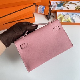 Hermès Mini Kelly Pochette сумка-клатч, кожа Epsom, молочно-розов