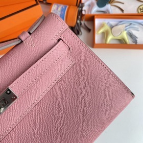 Hermès Mini Kelly Pochette сумка-клатч, кожа Epsom, молочно-розов