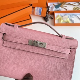 Hermès Mini Kelly Pochette сумка-клатч, кожа Epsom, молочно-розов