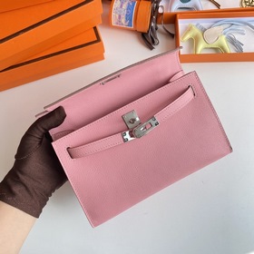 Hermès Mini Kelly Pochette сумка-клатч, кожа Epsom, молочно-розов