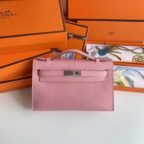 Hermès Mini Kelly Pochette сумка-клатч, кожа Epsom, молочно-розов