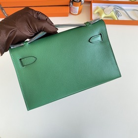 Hermès Mini Kelly Pochette сумка кожа Epsom, павлиний зеленый, с