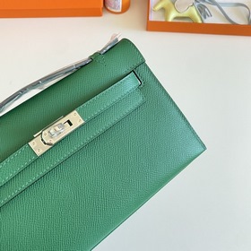 Hermès Mini Kelly Pochette сумка кожа Epsom, павлиний зеленый, с