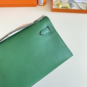 Hermès Mini Kelly Pochette сумка кожа Epsom, павлиний зеленый, с