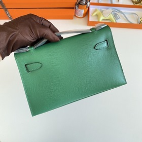 Hermès Mini Kelly Pochette сумка кожа Epsom, зеленая с золотой з