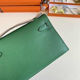 Hermès Mini Kelly Pochette сумка кожа Epsom, зеленая с золотой з