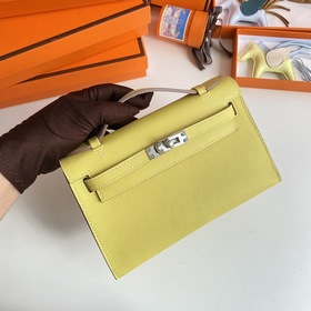 Hermès Mini Kelly Pochette сумка epsom кожа цыплячий желтый сере