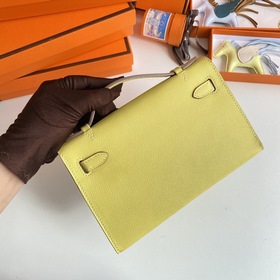 Hermès Mini Kelly Pochette сумка epsom кожа цыплячий желтый сере