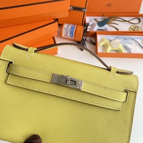 Hermès Mini Kelly Pochette сумка epsom кожа цыплячий желтый сере