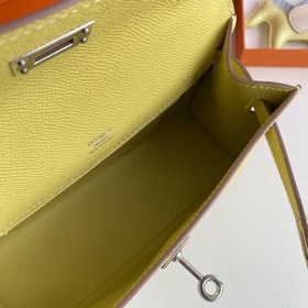 Hermès Mini Kelly Pochette сумка epsom кожа цыплячий желтый сере