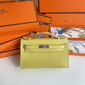 Hermès Mini Kelly Pochette сумка epsom кожа цыплячий желтый сере