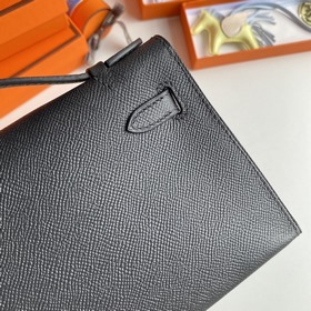 Hermès Mini Kelly Pochette сумка-клатч из кожи Epsom, черная, с з