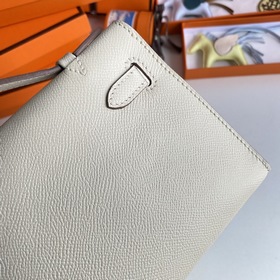Hermès Mini Kelly Pochette сумка кожа Epsom, цвет молочный, сере