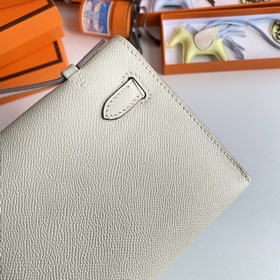 Hermès Mini Kelly Pochette Сумка Кожа Epsom Молочный белый Золот