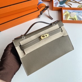 Hermès Mini Kelly Pochette сумка-клатч из кожи Epsom, цвет слонов