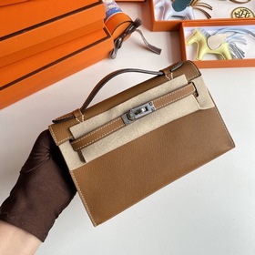 Hermès Mini Kelly Pochette сумка epsom кожа, золотисто-коричнева