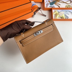 Hermès Mini Kelly Pochette сумка epsom кожа, золотисто-коричнева