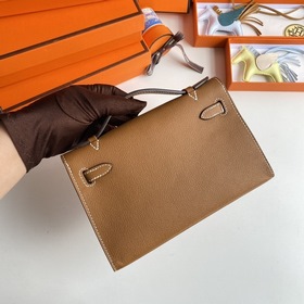 Hermès Mini Kelly Pochette сумка epsom кожа, золотисто-коричнева