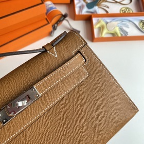 Hermès Mini Kelly Pochette сумка epsom кожа, золотисто-коричнева
