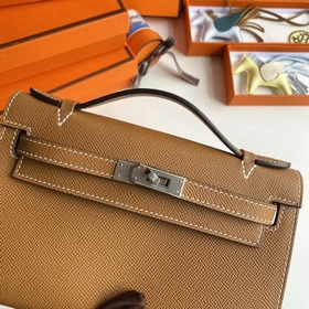 Hermès Mini Kelly Pochette сумка epsom кожа, золотисто-коричнева