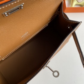 Hermès Mini Kelly Pochette сумка epsom кожа, золотисто-коричнева