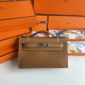Hermès Mini Kelly Pochette сумка epsom кожа, золотисто-коричнева