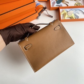 Hermès Mini Kelly Pochette сумка-клатч из кожи Epsom, золотисто-к