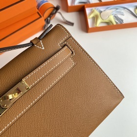 Hermès Mini Kelly Pochette сумка-клатч из кожи Epsom, золотисто-к