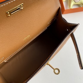 Hermès Mini Kelly Pochette сумка-клатч из кожи Epsom, золотисто-к