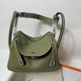 Hermès Импортная сумка из кожи TC цвет шалфей с золотыми серебря