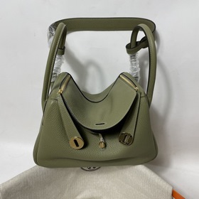 Hermès Импортная сумка из кожи TC цвет шалфей серебряными застеж