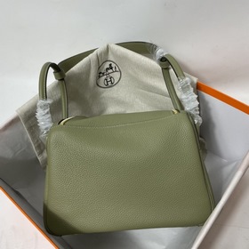 Hermès Импортная сумка из кожи TC цвет шалфей серебряными застеж