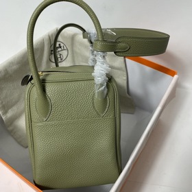 Hermès Импортная сумка из кожи TC цвет шалфей серебряными застеж