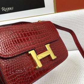 Hermès, сумка с крокодиловым узором из блестящей кожи, сумка чере