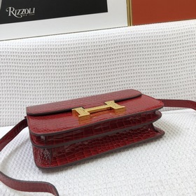 Hermès, сумка с крокодиловым узором из блестящей кожи, сумка чере