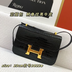 Hermès, сумка с крокодиловым узором из блестящей кожи, сумка чере