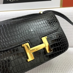 Hermès, сумка с крокодиловым узором из блестящей кожи, сумка чере