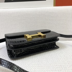 Hermès, сумка с крокодиловым узором из блестящей кожи, сумка чере