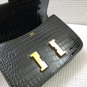 Hermès, сумка с крокодиловым узором из блестящей кожи, сумка чере
