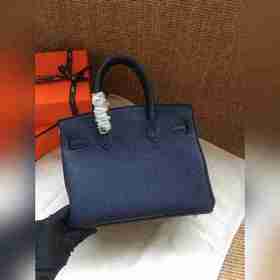 Hermès Platinum 25, 30 сумка темно-синяя с золотыми серебряными з