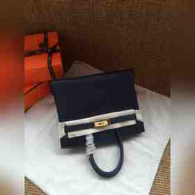 Hermès Platinum 25, 30 сумка темно-синяя с золотыми серебряными з