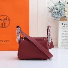 Hermès mini lindy сумка через плечо Импортная кожа TC Шов с вос