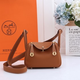 Hermès mini lindy сумка через плечо Импортная кожа TC Шов с вос