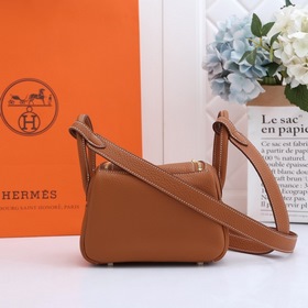 Hermès mini lindy сумка через плечо Импортная кожа TC Шов с вос
