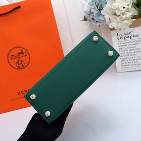 Сумка Hermes Kelly через плечо, павлиний зеленый с золотыми сереб