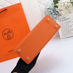 Сумка Hermes Kelly через плечо, оранжевая с золотыми серебряными 